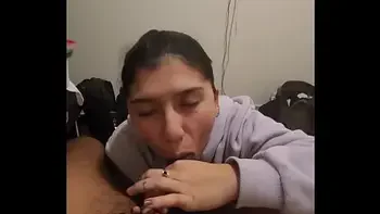 My gf gives me a quick bj, she can't let go of my dick