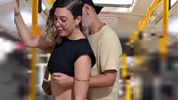 Slutty Student Gets Cumshot in Public on the Bus