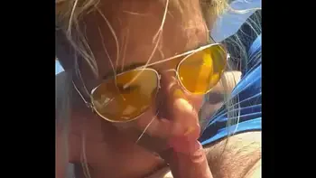 Blonde slut takes a huge facial after getting fucked in public
