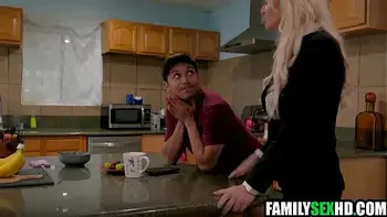 Stepmom joins stepson & his gf for threesome