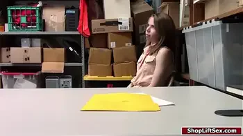 Petite shoplifter fucks security officer