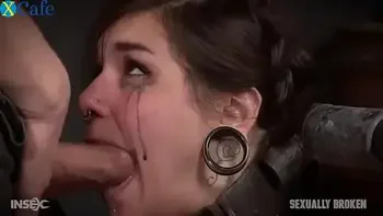 Restrained whore in princess outfit throatfucked and fucked hard