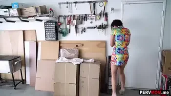 Locked with my MILF stepmom in the garage lead to sex