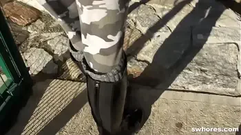 Amateur redhead street whore loves outdoor cock sucking