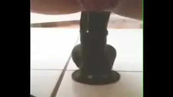 Black dildo vibration in the ass make pussy drool