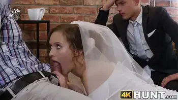 Beautiful bride fucks stranger while hubby cuckolds
