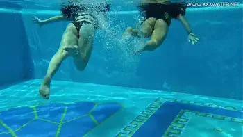 Hot Spanish and Russian teen in the pool naked