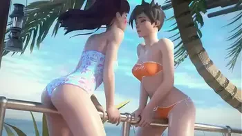D.Va and Tracer on Vacation Overwatch (Animation W/Sound)