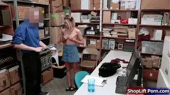 Teen shoplifter pussy rammed by security