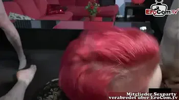 deutsche rothaariges teen wird beim creampie ganbang extrem besamt