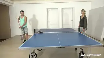 Skinny teen gets fucked on the ping pong table