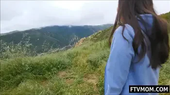 Busty asian milf in public