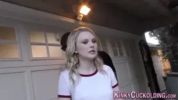 Cuckolding teen gets gangbanged and bukkaked