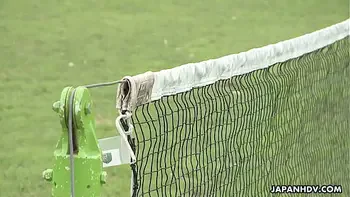 Japanese babes are sucking their teacher's dick while kneeling, uncensored