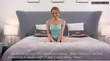 Young gymnast proves her virginity in front of the camera!