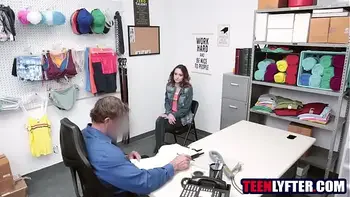 Scared teen thief fucked & creampied by creepy shop detective