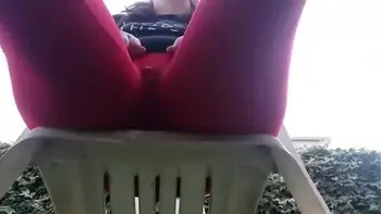 In a public garden I squirt inside my yoga pants don't make me make noise with this vibrator!