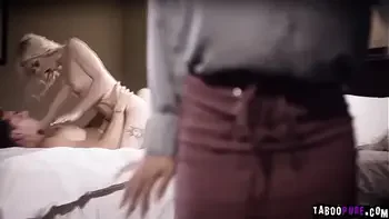 Cheating husband gets caught by his wife and lets her join in their hot fucking session on the bed