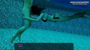 Hot underwater blowjob deepthroat from a gorgeous black-haired milf with a big ass and nice tits l My sexiest gameplay moments l Milfy City l Part #17