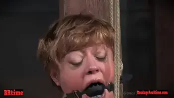 Crotch tied and toyed blonde babe moans