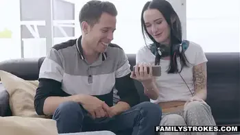 Teen Stepsister And Stepbrother Fuck While Watching Porn Together