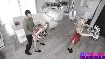 Cheerleading StepSis And BFF Make Me Cum On Their Pom Poms S10:E9