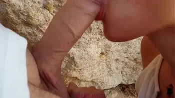 Spanish girl swallow cum at beach