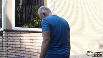 Teen nympho fucked hardcore in old and young porn video by grandpa with big dick