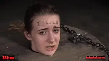 Gagged drooling brunette is dominated