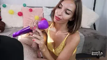 Special Handjob On Big Cock - Using Sex Toy To Make HIm Cum