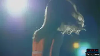 Petite teen hottie Vi Shy skinny dips in a pool late night