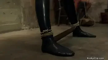 Two slaves are bound and anal fucked