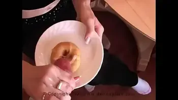 cum on food - glazed donut