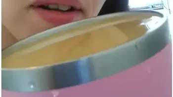 Nudist Crazy White Girl Only Fans Cam Slut Drinks Morning Coffee Lunatic