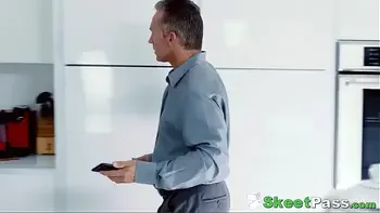 Employer Fucks Teen Babysitter's Hairy Pussy In The Kitchen