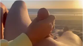 Public Handjob. Hand Job On A Nude Beach. We Were Caught Jerking Off At Sunset Near The Ocean