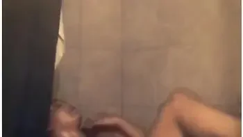 Ebony Babe In Shower Masturbating