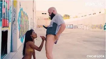 Brunette Latina Boni Brown Gets Her Wet Ebony Pussy Fucked In Public