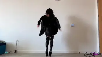 Babe with Big Tits Dances and Anal Masturbation with Sex Toy in High Heels