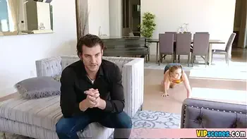 Extra small and tiny stepsister in her cute blue socks