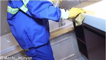Chinese Sanitation Worker Uniform - Foreign Object Penetration At Work, Uncontrolled Orgasm
