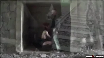 Fucked Between The Railway Tracks She Gets A Big Drink Of Cum