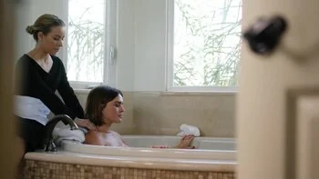 Two girls have a steamy lesbian sex on the massage table with Krissy Lynn