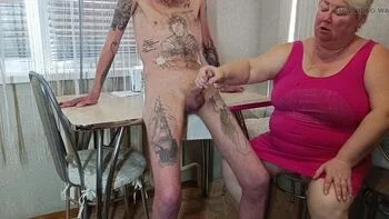 Stepmom Deep Throat Blowjob and Handjob with Cum in Mouth Swallow