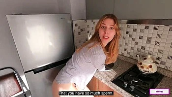 Stepmom Roleplay: Hot MILF Needs Sperm in Kitchen Fuck - Big Ass Doggy Style & Creampie