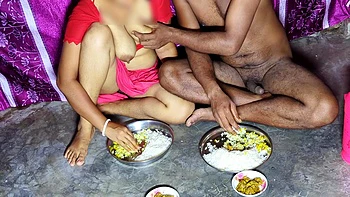 Indian Husband And Wife Eat Food