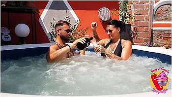 Lady Muffin In After The Anal In The Pool, Milf Drinks Sperm From The Glass (1st )