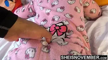 My Step Mom Isn't Aware That Step Dad Does Things With His Big Cock While She Slept, Sexy Ebony Step Daddies Girl Sheisnovember Keeping Their Secret, Step Dad Is Taboo Jerking BBC Over Her Big Ass In Hello Kitty Butt-Flap Onsie in Msnovember