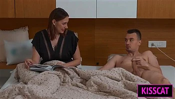 Horny Step Mom Jerks Off Step Son to Help Him Cum in Shared Bed - KissCat