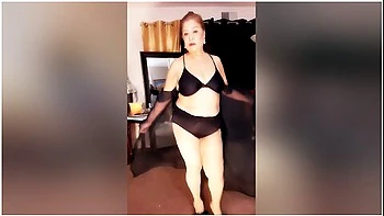 Mature Woman Zilah Luz Striptease In High Heels And Nylons